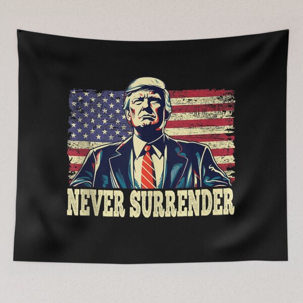 Item preview, Donald Trump Never Surrender American Flag Patriot Election 2024 2028 Design designed and sold by GenioFin.