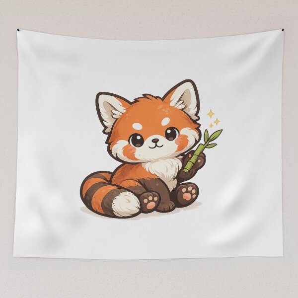 Item preview, Cute Red Panda with Bamboo | Adorable Cartoon Animal designed and sold by Hydravisions.