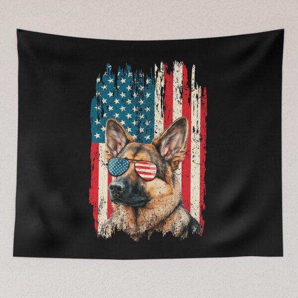 Item preview, Patriotic German Shepherd Dog American Flag Sunglasses Fourth Of July Art designed and sold by GenioFin.