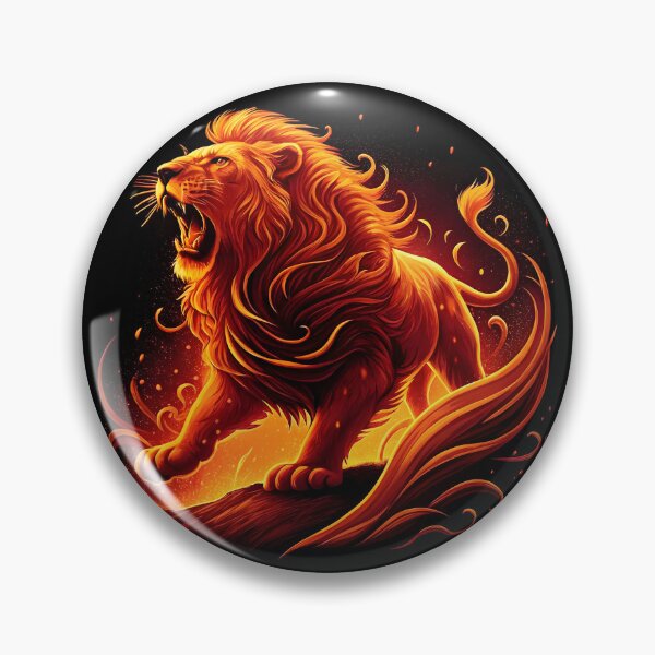Item preview, fiery lion, on a black background designed and sold by orthodox-icon.
