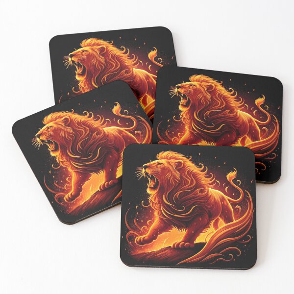 Item preview, fiery lion, on a black background designed and sold by orthodox-icon.