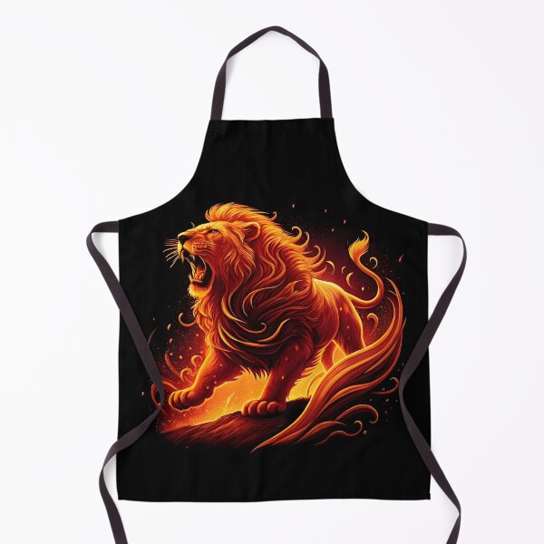 Item preview, fiery lion, on a black background designed and sold by orthodox-icon.