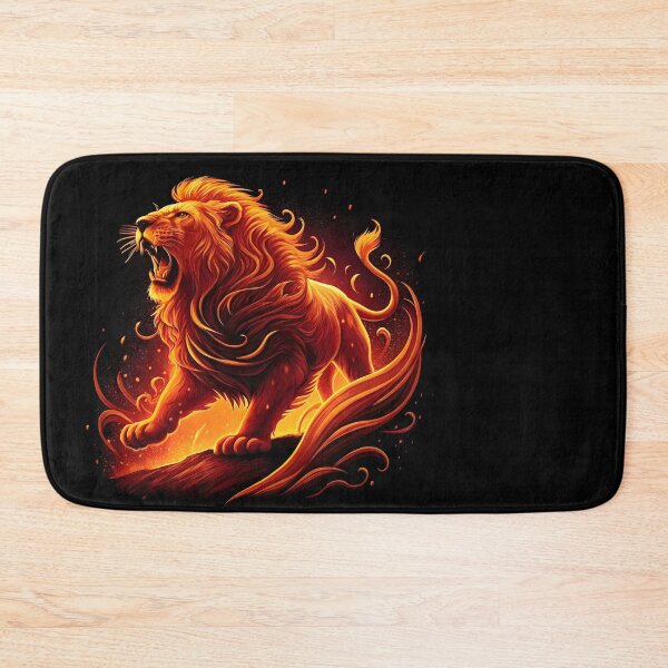 Item preview, fiery lion, on a black background designed and sold by orthodox-icon.