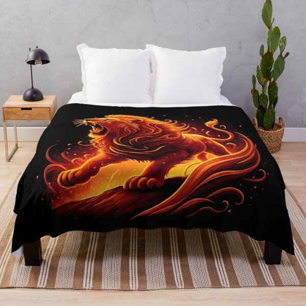 Item preview, fiery lion, on a black background designed and sold by orthodox-icon.