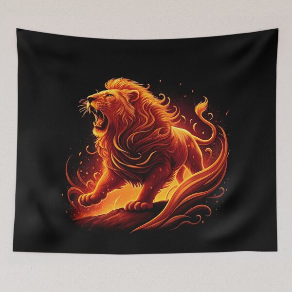 Item preview, fiery lion, on a black background designed and sold by orthodox-icon.