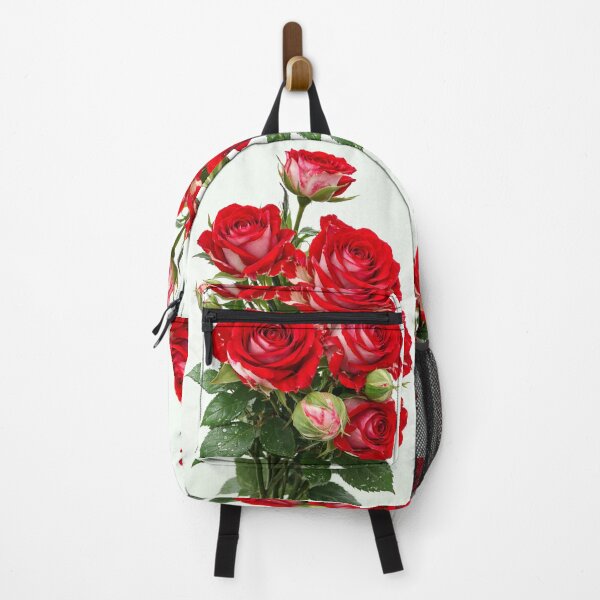 Item preview, Vibrant Red Roses with Dewdrops - Elegant Floral Bouquet on White designed and sold by Dreamy Armine Art.