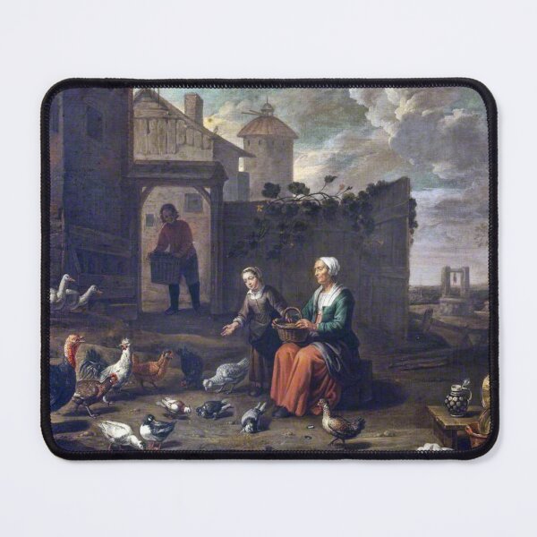 Item preview, A Woman and a Girl Tending Poultry, 1600s - Abraham Willemsens designed and sold by TheCulturedConures.