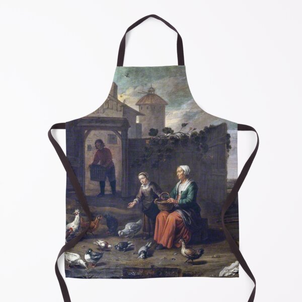 Item preview, A Woman and a Girl Tending Poultry, 1600s - Abraham Willemsens designed and sold by TheCulturedConures.