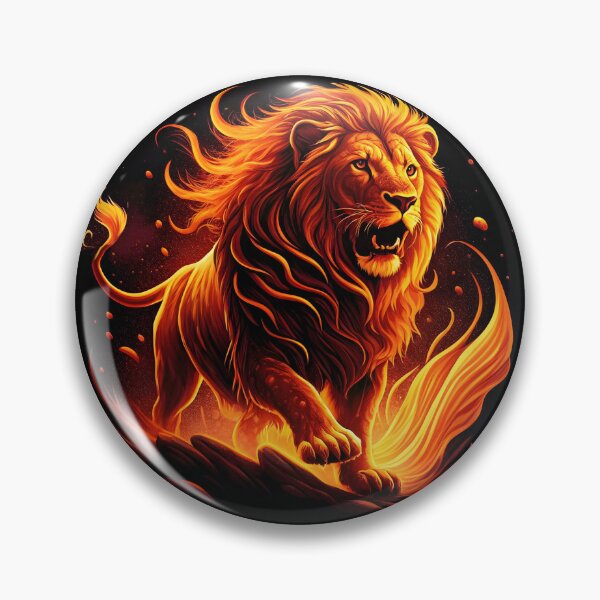 Item preview, fiery lion, on a black background designed and sold by orthodox-icon.