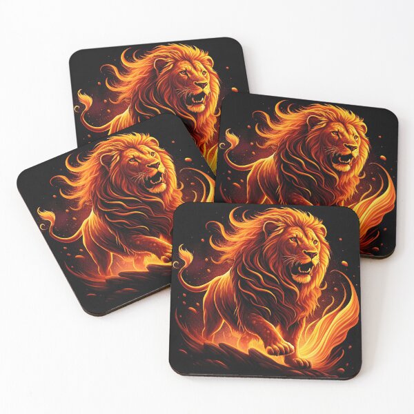 Item preview, fiery lion, on a black background designed and sold by orthodox-icon.