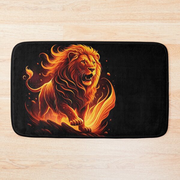 Item preview, fiery lion, on a black background designed and sold by orthodox-icon.