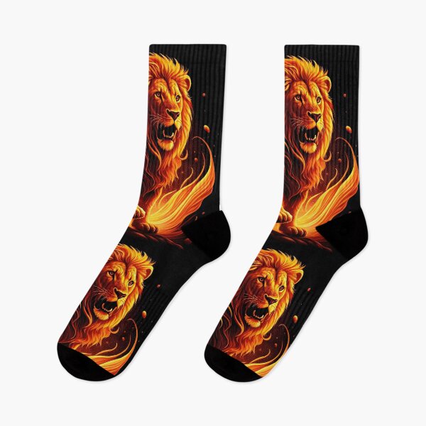 Item preview, fiery lion, on a black background designed and sold by orthodox-icon.