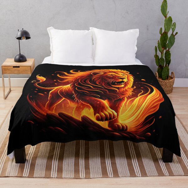 Item preview, fiery lion, on a black background designed and sold by orthodox-icon.