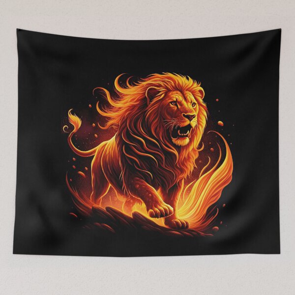 Item preview, fiery lion, on a black background designed and sold by orthodox-icon.