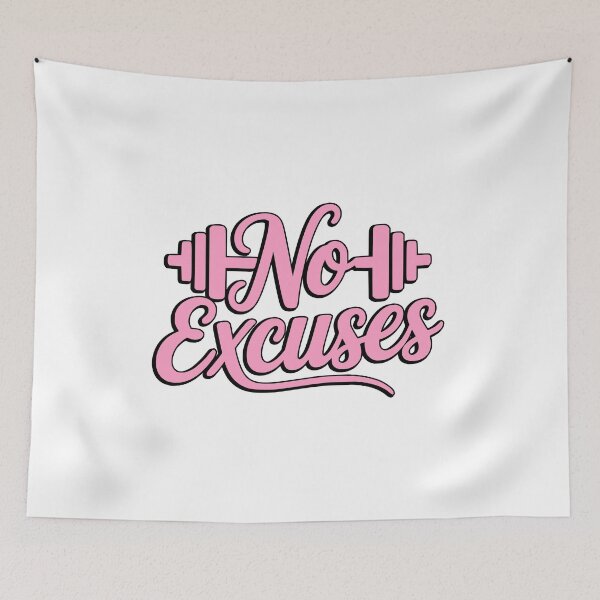 Item preview, No Excuses! Pink Fitness Quote designed and sold by PMCreative.