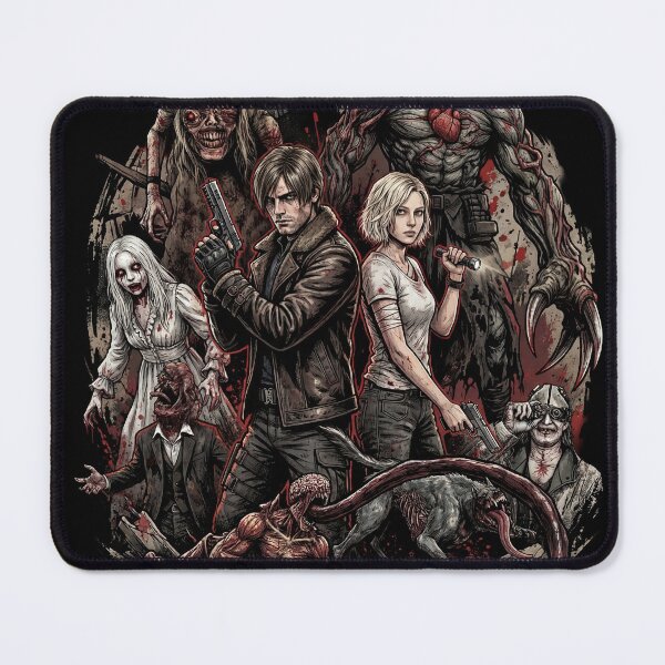 Item preview, RE9 Grace and Leon Facing Eldritch Threats Zombie Horde Grunge Portrait designed and sold by Senpaiwaves.