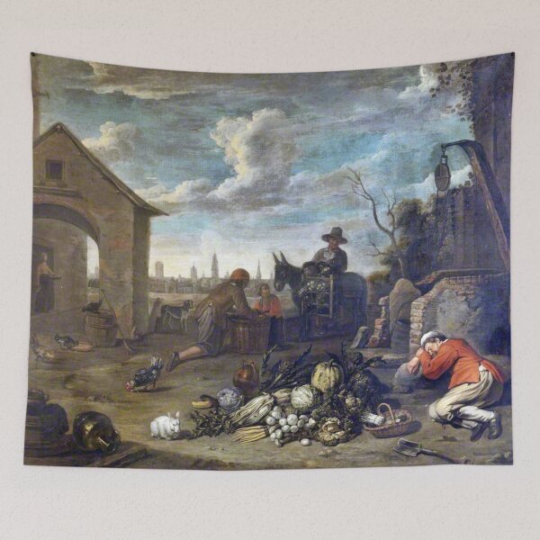 Item preview, A Sleeping Gardener with a Heap of Vegetables, 1600s - Abraham Willemsens designed and sold by TheCulturedConures.