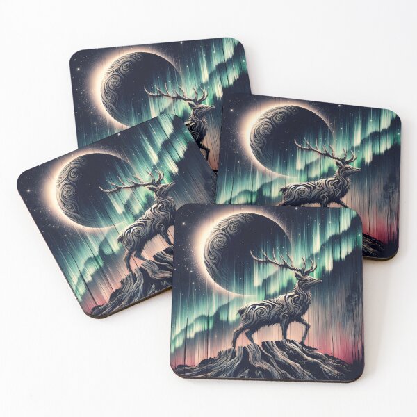 Item preview, Wood Texture Northern Lights Deer, Ai Generated Art   designed and sold by ACC .