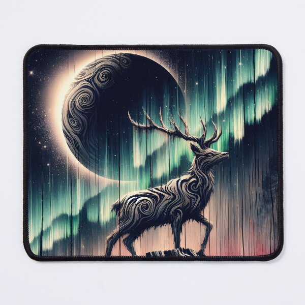 Item preview, Wood Texture Northern Lights Deer, Ai Generated Art designed and sold by ACC .