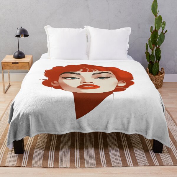 Item preview, Retro Redhead Woman Portrait with Bold Makeup designed and sold by Shoot-The-Moon.