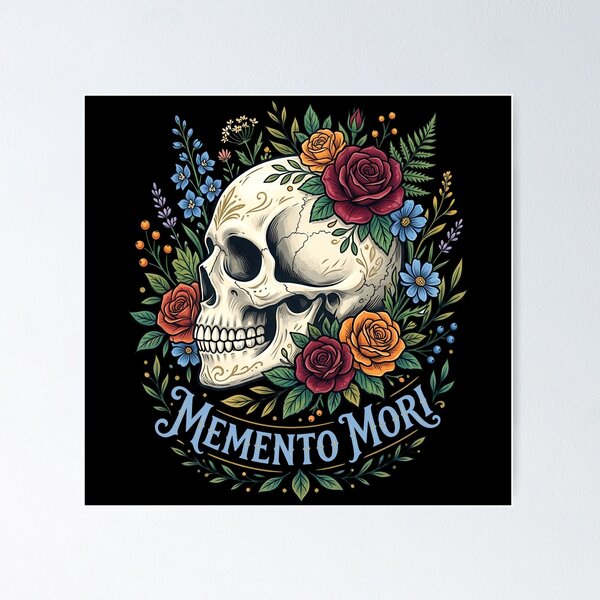 Item preview, Memento Mori Skull Frame with Dead Flowers and Leaves designed and sold by nuel-art.