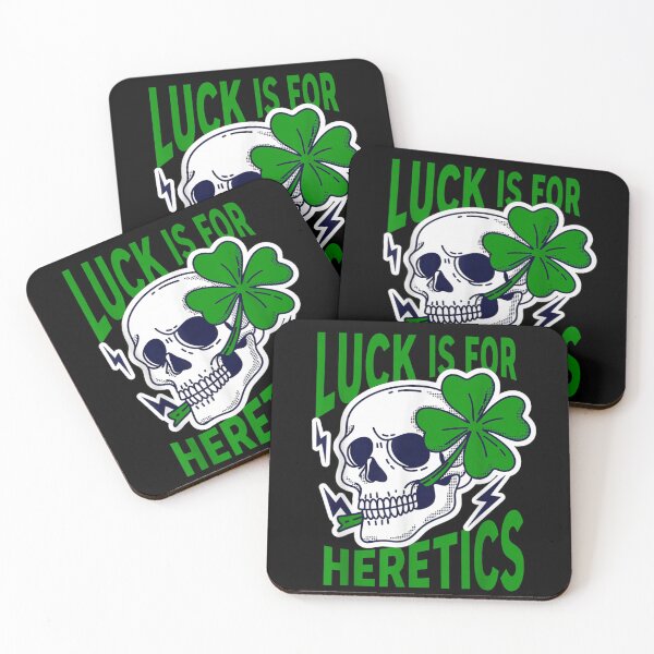 Item preview, Luck Is For Heretics Graffiti Skull Green Clover Christian Streetwear Bible Verse designed and sold by JolinChinn.