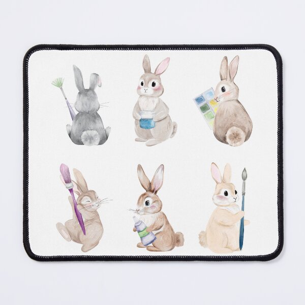 Item preview, Watercolor Artist Rabbits with Paint Brushes and Palette designed and sold by Sagi Jane Art.