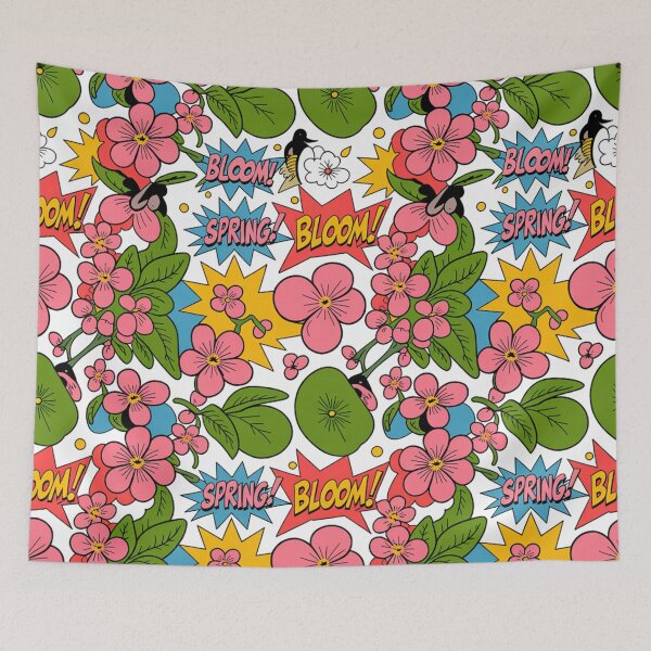 Item preview, Vibrant Comic Book Spring Bloom Floral Seamless Pattern designed and sold by Midnight Veil Designs.