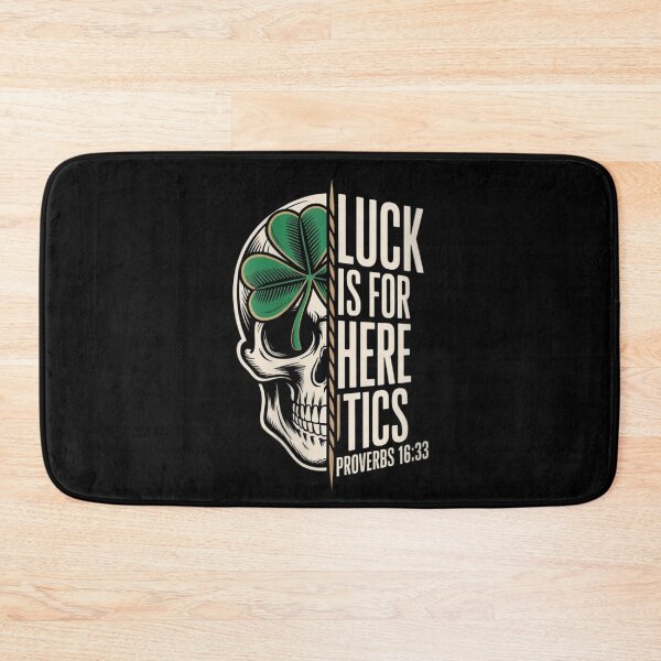 Item preview, Luck Is For Heretics Split Skull Shamrock Proverbs 16:33 Christian Faith Art designed and sold by JolinChinn.