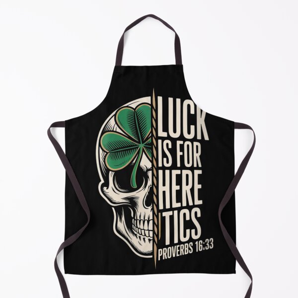 Item preview, Luck Is For Heretics Split Skull Shamrock Proverbs 16:33 Christian Faith Art designed and sold by JolinChinn.
