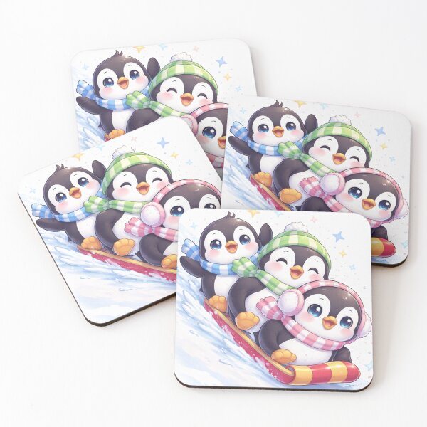 Item preview, Happy Sledding Penguins - Cute Winter Adventure. designed and sold by Lylysun.