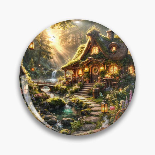 Item preview, Enchanted Forest Cottage – Cozy Cottagecore Fantasy Nature Art designed and sold by DrakariArt.