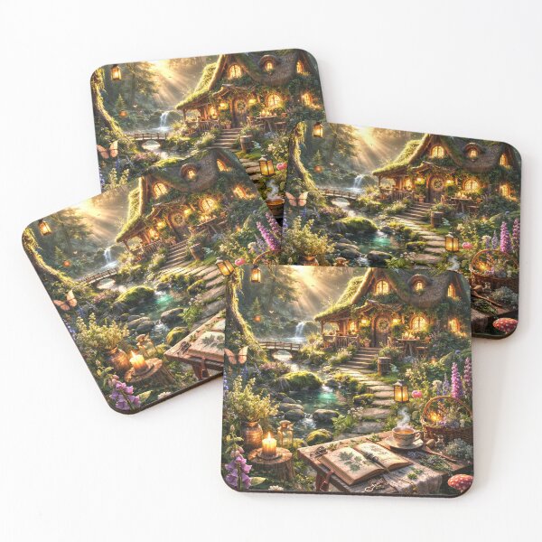 Item preview, Enchanted Forest Cottage – Cozy Cottagecore Fantasy Nature Art designed and sold by DrakariArt.