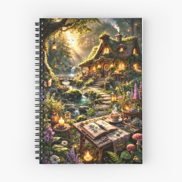 Item preview, Enchanted Forest Cottage – Cozy Cottagecore Fantasy Nature Art designed and sold by DrakariArt.
