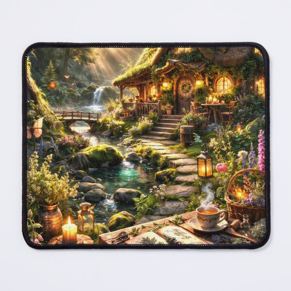 Item preview, Enchanted Forest Cottage – Cozy Cottagecore Fantasy Nature Art designed and sold by DrakariArt.