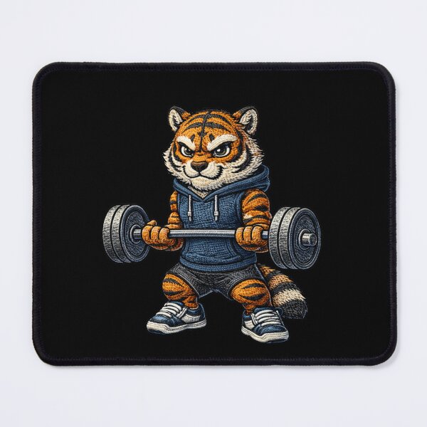 Item preview, Fitness Tiger – Embroidered Patch Style Gym Strength Animal Art designed and sold by ColorSplash123.