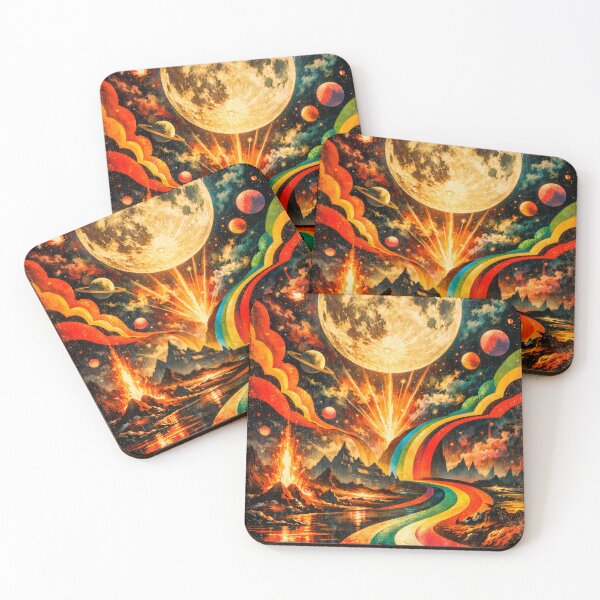Item preview, Psychedelic Retro Space Moon Rainbow Cosmic Art designed and sold by Cine8.