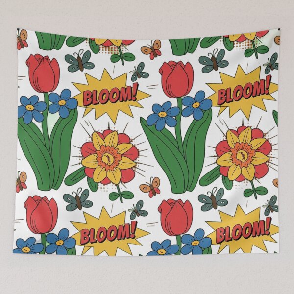 Item preview, Vibrant Comic Book BLOOM! Spring Floral Seamless Pattern designed and sold by Midnight Veil Designs.