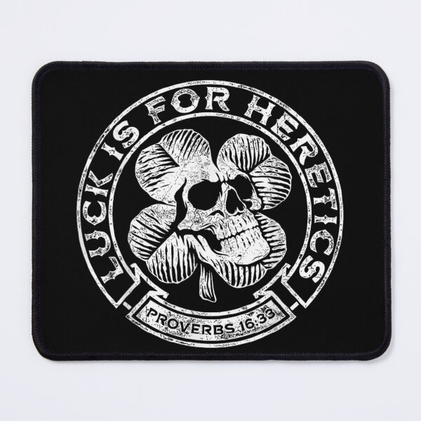 Item preview, Luck Is For Heretics Proverbs 16 33 Christian Skull Shamrock Gothic T-Shirt designed and sold by Chaya Reid.