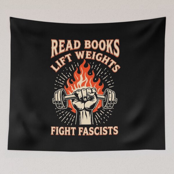 Item preview, Read Books Lift Weights Fight Fascists Book Lover Activist Reading designed and sold by SkeletonsDanger.