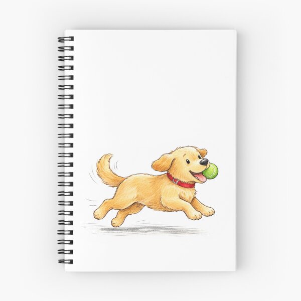 Item preview, Cachorro dorado feliz corriendo con una pelota designed and sold by DiceWay.