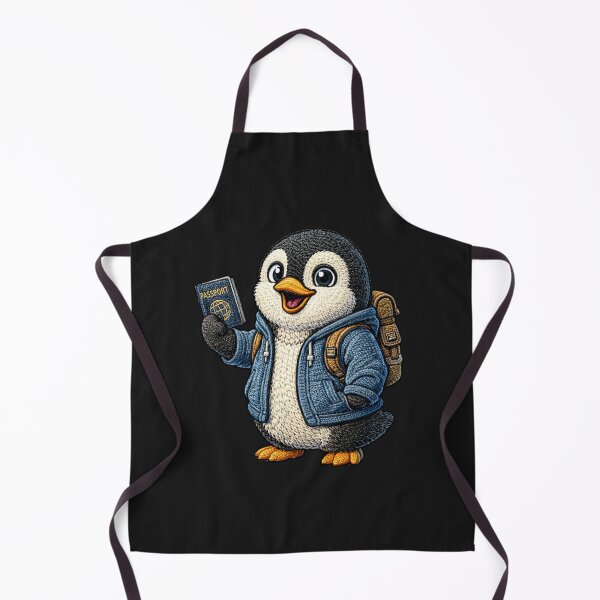 Item preview, Travel Nomad Penguin – Embroidered Patch Style Adventure Animal Art designed and sold by ColorSplash123.