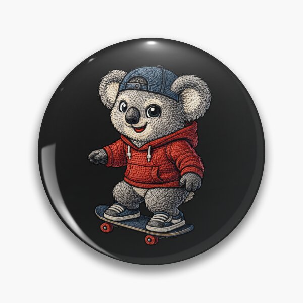 Item preview, Skateboard Koala – Embroidered Patch Style Streetwear Animal Art designed and sold by ColorSplash123.