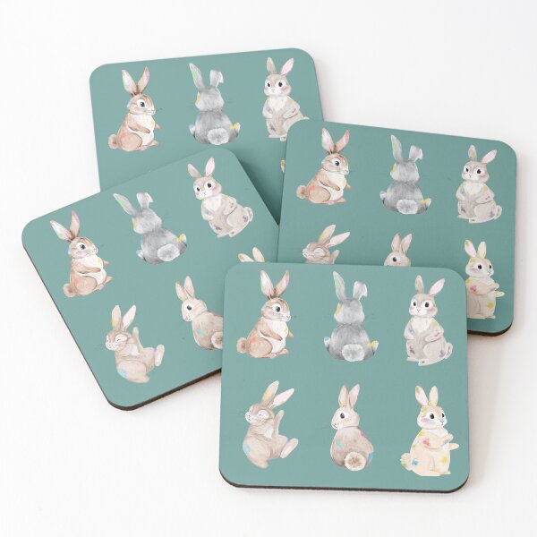 Item preview, Watercolor Cute Bunnies with Colorful Paint Spots designed and sold by Sagi Jane Art.