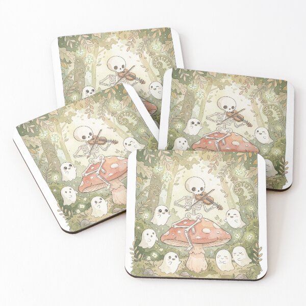 Item preview, Whimsical Skeleton Violinist in a Magic Forest with Cute Ghosts designed and sold by ahabboud.