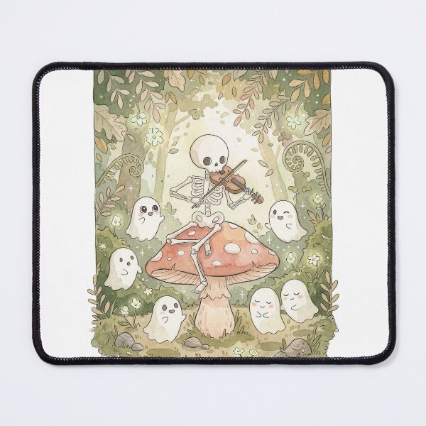 Item preview, Whimsical Skeleton Violinist in a Magic Forest with Cute Ghosts designed and sold by ahabboud.