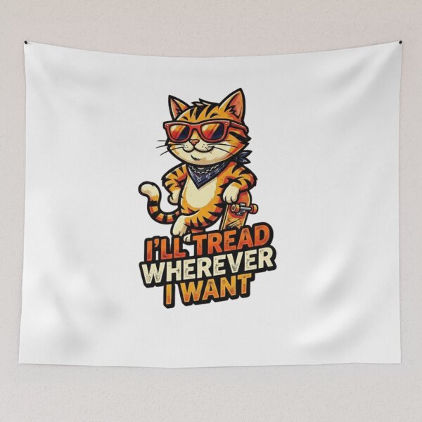 Item preview, Cool Skater Cat – “I’ll Tread Wherever I Want” Funny Rebel Kitty Design designed and sold by Shopex10.