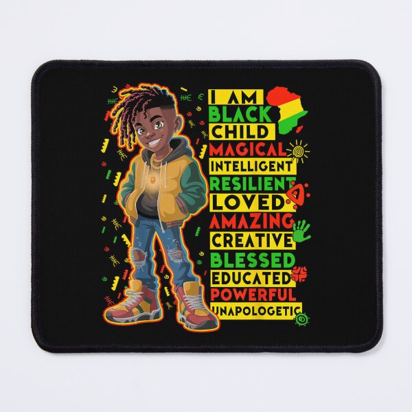 Item preview, I Am Black Child Magical Anime Boy Streetwear African Map Affirmations designed and sold by Daisy Grimes.