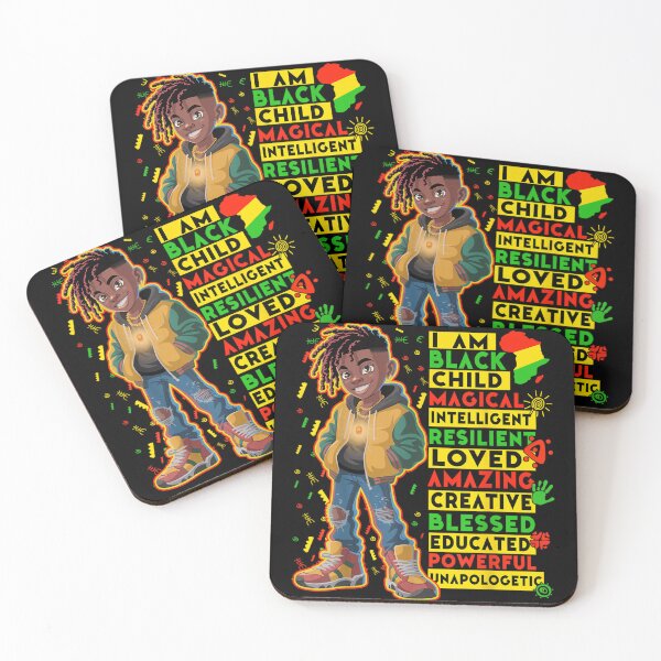 Item preview, I Am Black Child Magical Anime Boy Streetwear African Map Affirmations designed and sold by Daisy Grimes.
