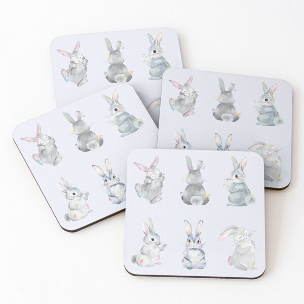 Item preview, Cute Grey Rabbits with Colorful Paint Spots designed and sold by Sagi Jane Art.